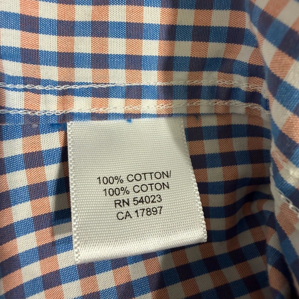 Banana Republic Non Iron Slim Fit Check Dress Shirt Mens Large Blue Orange - Picture 10 of 12